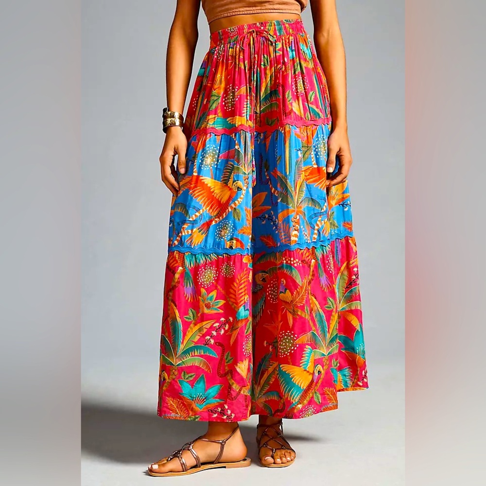 FARM Rio Colorful Tropical Maxi Skirt